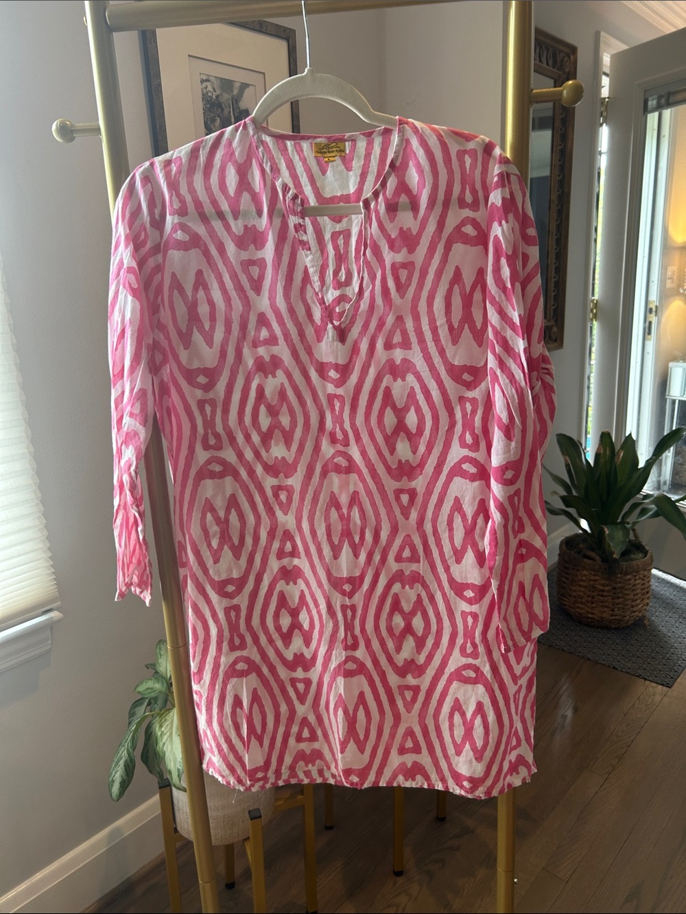 Roberta Roller Rabbit Pink White Patterned Tunic